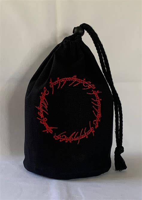 The One Ring Script Lotr Large Standing Black Dice Bag Embroidered Symbol Etsy