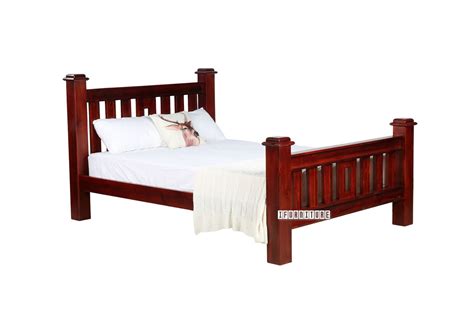 Cottage Hill Solid Pine Bed Frame In Queen Size Wine Red Colour