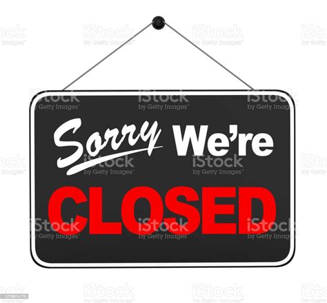 Sorry Were Closed Sign Hanging Isolated Stock Photo Download Image
