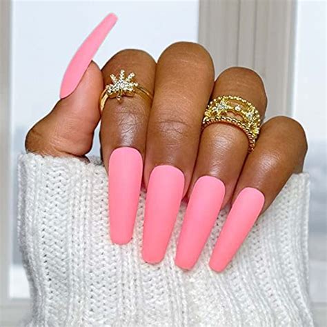 Florry Coffin Extra Long Fake Nails Ballerina Press On Nails Matte