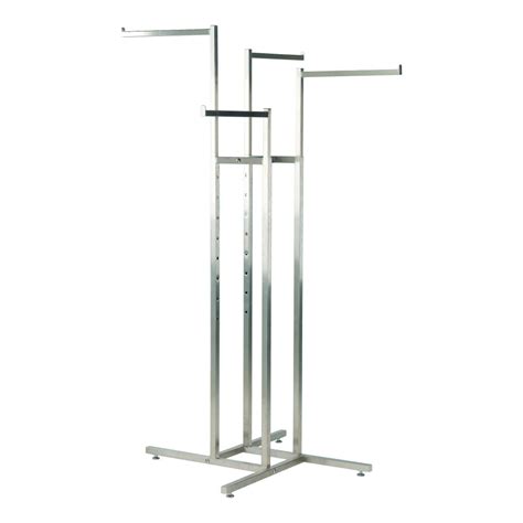 Chrome Clothes Rail Display Stand 4 Straight Arms