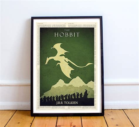 The Hobbit Poster Jrr Tolkien Book Cover Art Print Etsy Australia