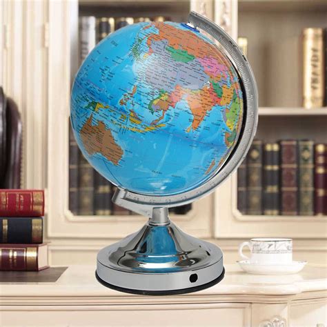 Illuminated Blue Ocean World Earth Globe Geography Map Rotating With