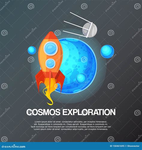 Cosmos Exploration Banner Vector Illustration Spaceship Travel To New