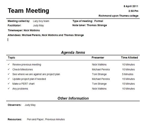 Team Meeting Agendas Template Business Intended For Weekly Operations