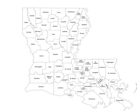 Louisiana Map With Parishes Blank Nar Media Kit
