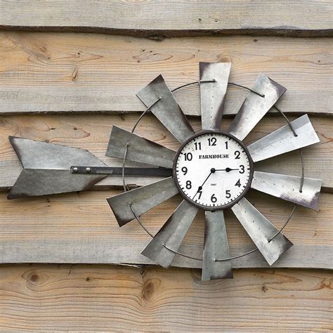 Farmhouse Windmill Wall Clock With Weather Vane Vintage Shopper