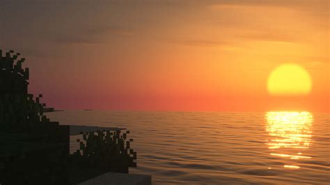 Download View Of The Stunning Minecraft Sunset Wallpaper