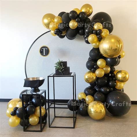 123pcs Black Gold Balloon Garland Gold 4d Balloon Arch Kit For Etsy