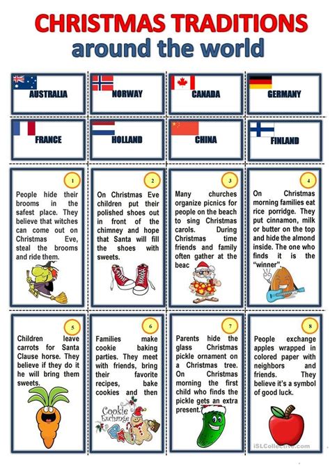 Christmas Traditions Around The World English Esl Worksheets For