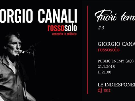 Rossosolo Concerto Con Il Cantautore Giorgio Canali Il Capoluogo