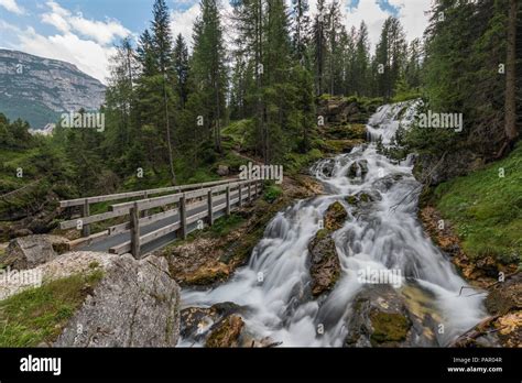 Italy Alps Dolomites Waterfall Of Fiames Stock Photo Alamy