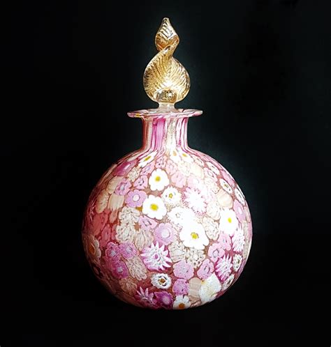 A Mesmerising Vintage Bucella Cristalli Murano Millefiori Pink Gold Perfume Glass Bottle Ooak