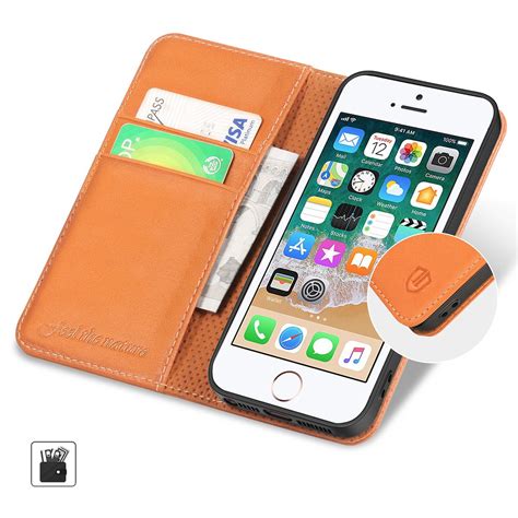 Shieldon Iphone 5s Leather Genuine Wallet Phone Case