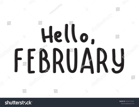 Hand Lettering Hello February On White Stock Vector Royalty Free