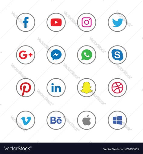 Social Media Web Icons Symbols Logos Royalty Free Vector