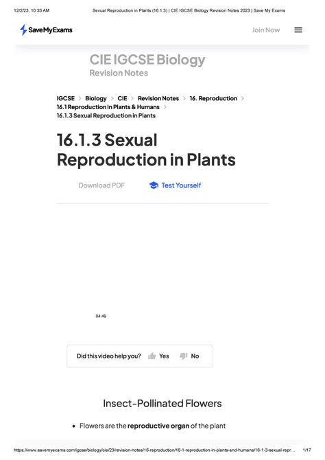 Sexual Reproduction In Plants Cie Igcse Biology Revision Notes