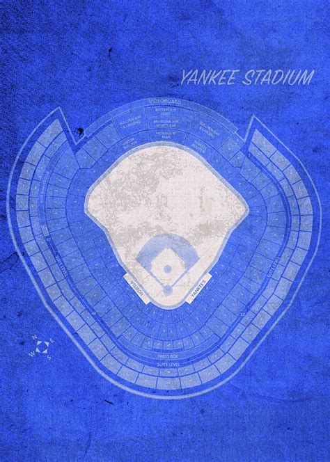 Yankee Stadium New York Seating Chart Vintage Patent Blueprint Mixed