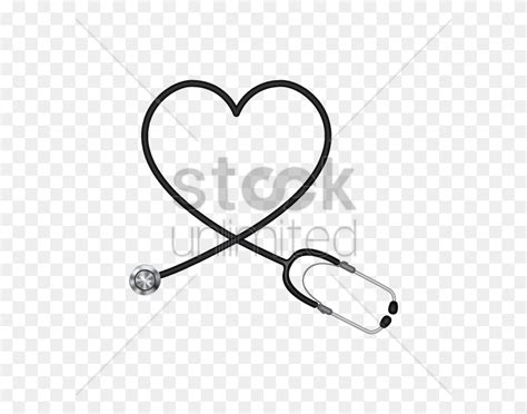 Stethoscope With Heart Shape Vector Image Stethoscope Clipart Black