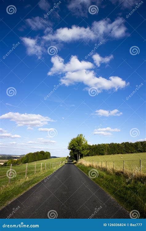 Single Lane Country Road And Farmland Stock Photo Image Of
