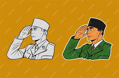 Premium Vector Ir Soekarno Portrait Cartoon Illustration Indonesian