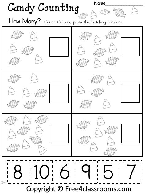 Free Kindergarten Cut Paste Math Worksheets Numbers 6 To 10