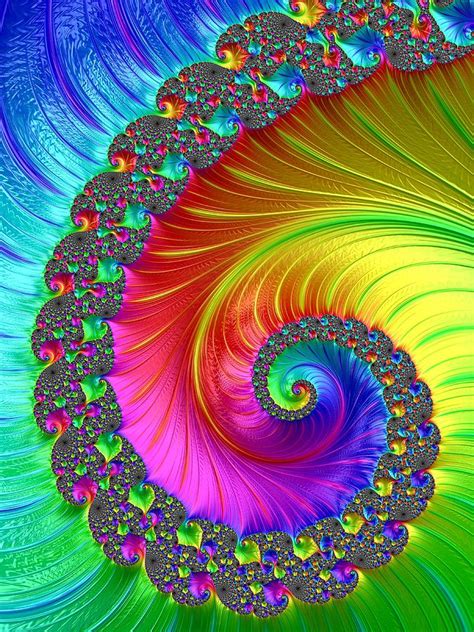 Bright Rainbow Spiral Fractal Digital Art By Mo Barton Pixels