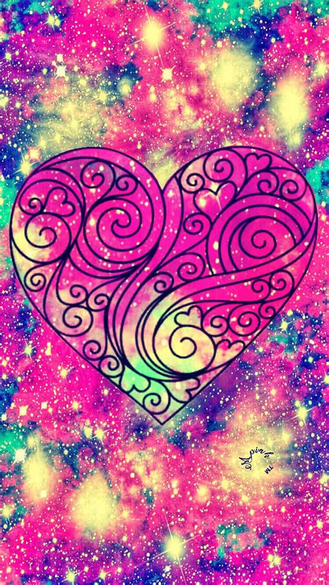 Cute Heart Galaxy Iphoneandroid Wallpaper Heart Love