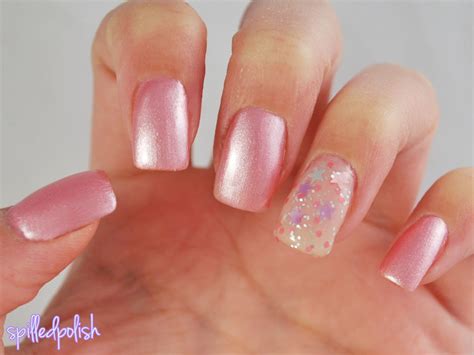 Spilledpolish Pale Pink Pearl Nails With Dawns Glimmer Accent Nail