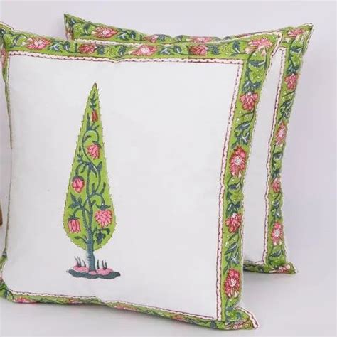 Multicolor Hand Painted Jaipuri Cotton Printed Cushion Cover Size