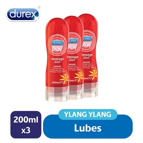 3 X Durex Play Massage 2 In 1 Ylang Ylang Lube Lubricant Gel 200ml For