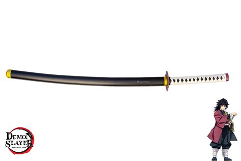 Demon Slayer Giyu Tomiokas Nichirin Sword With Leather Sheath And