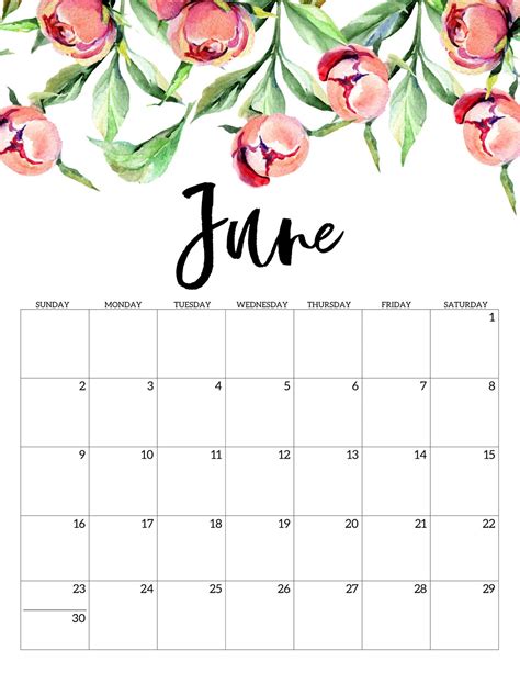 June Calendar 2019 Printable Cute June Calendar Printable June 2019