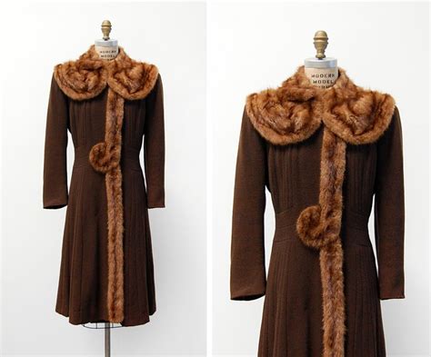 Vintage 1940s Coat 1940s Wool Coat 40s Fur Coat