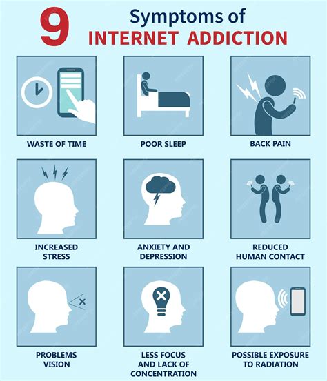 premium vector internet addiction and digital detoxification symptoms and consequences of