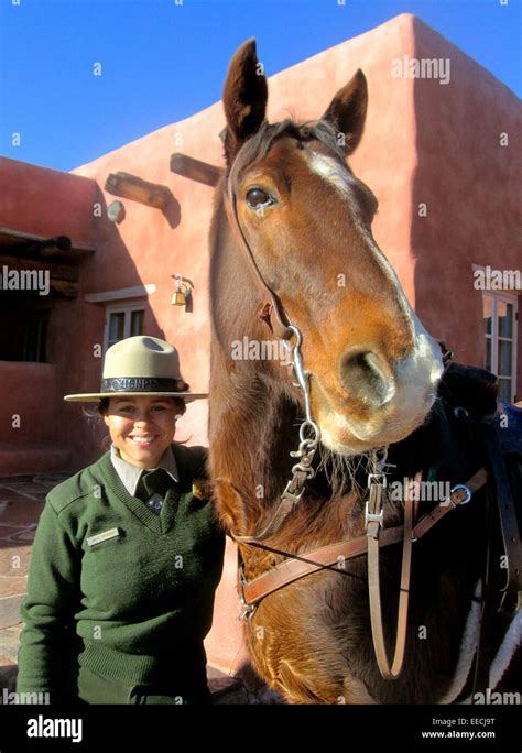 A Park Service Ranger And Horse Trooper At The Painted Desert Inn In