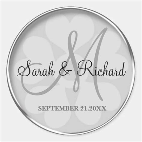 Personalized Monogrammed Wedding Stickers Zazzle