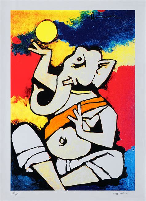 M F Husain Ganesh With Sun Limited Editions Serigraphs By M F