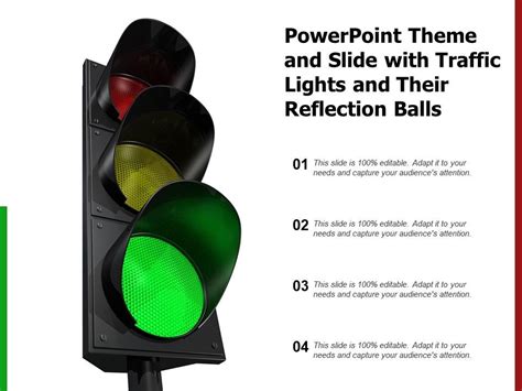 Powerpoint Theme And Slide With Traffic Lights And Their Reflection