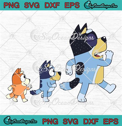 Bandit Bluey And Bingo Walking Svg Disney Bluey Fathers Day Svg Png