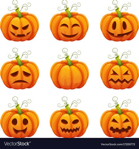 Cut out a halloween shape. Pumpkin with funny faces halloween cartoon Vector Image