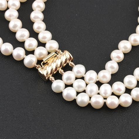 14k Yellow Gold Baroque Cultured Pearl Necklace Ebth