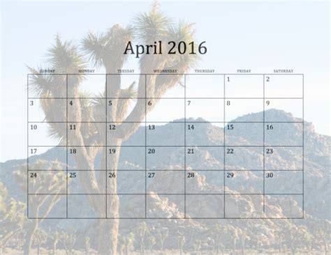 2016 April Monthly Calendar Free Stock Photo Public Domain Pictures