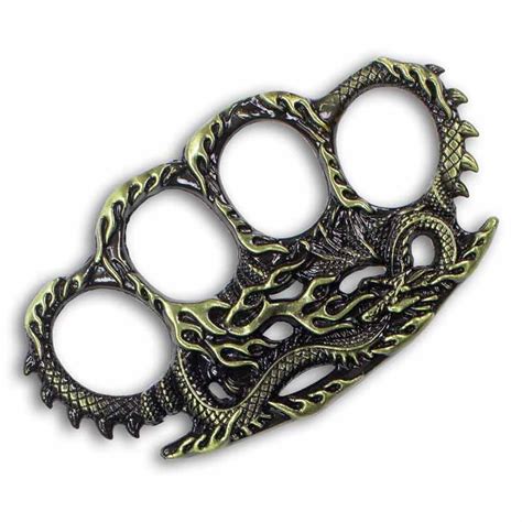 Flaming Dragon Knuckle Duster Fire Monster Brass Knucks Mythical
