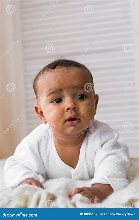 Adorable Little African American Baby Boy Black People Stock Photo