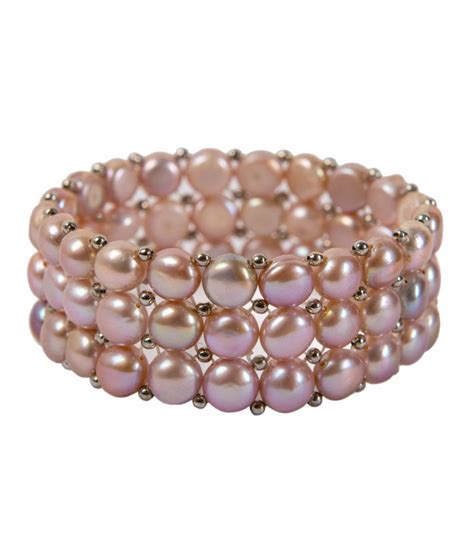 Taj Pearl Pure Pearls Elastic Bracelet Triple Strand Purple Buy Taj