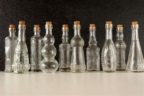 Decorative Clear Glass Bottles With Corks 5 Tall Set Etsy