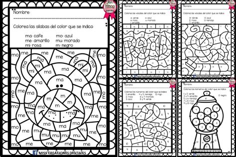 Colorea y descubre el dibujo con sílabas, letras y números para