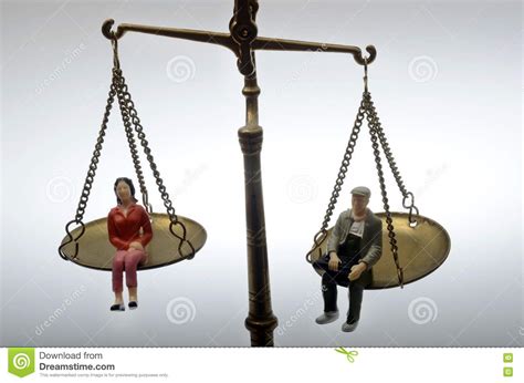 Man And Woman Sitting On Golden Weighing Scale Stock Image