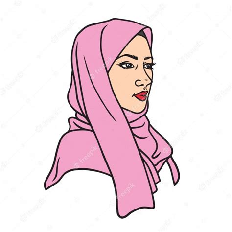 Muslim Girl Drawing Character Design In Hijab Vector